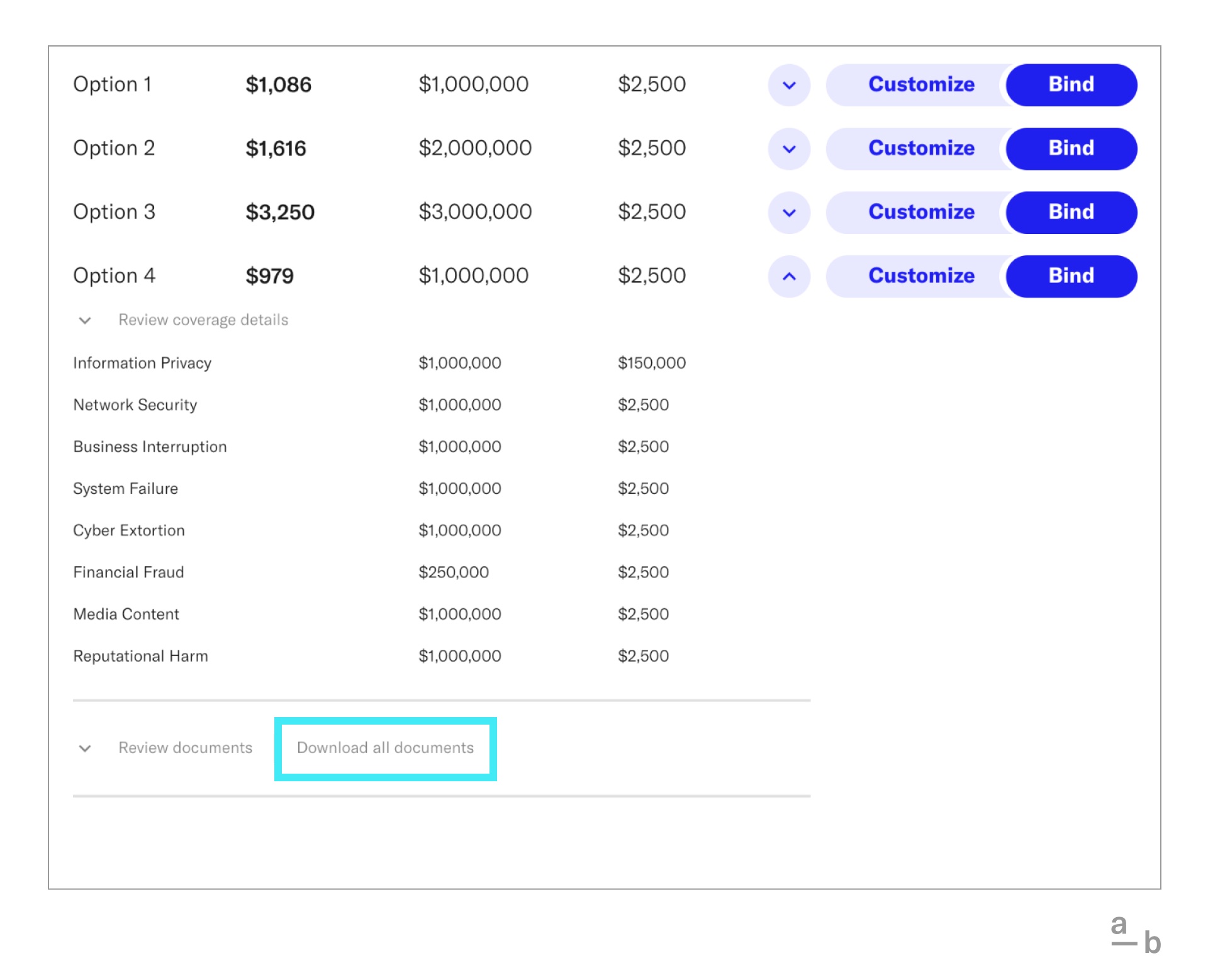 A screenshot showing how to download quote documents