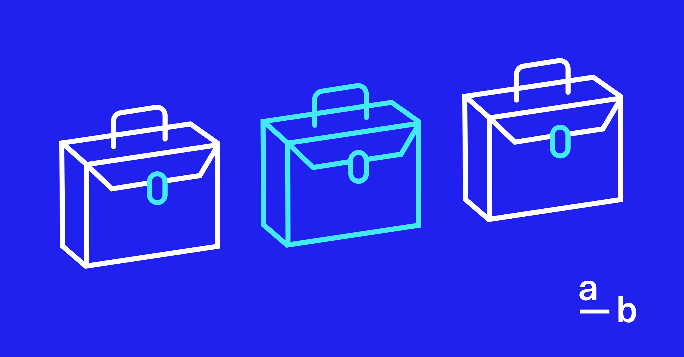 Illustration of 3 briefcase icons on a blue background