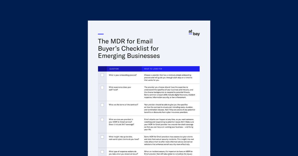 Mdr Email The MDR for Email Buyer’s Checklist for Emerging Businesses