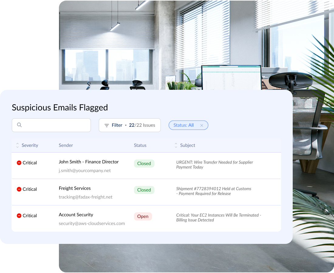 80% of financial fraud starts with an email<sup>1</sup>