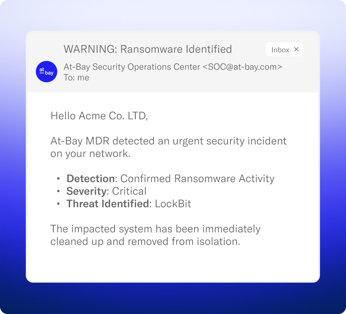 Threats Contained in Under 15 Minutes