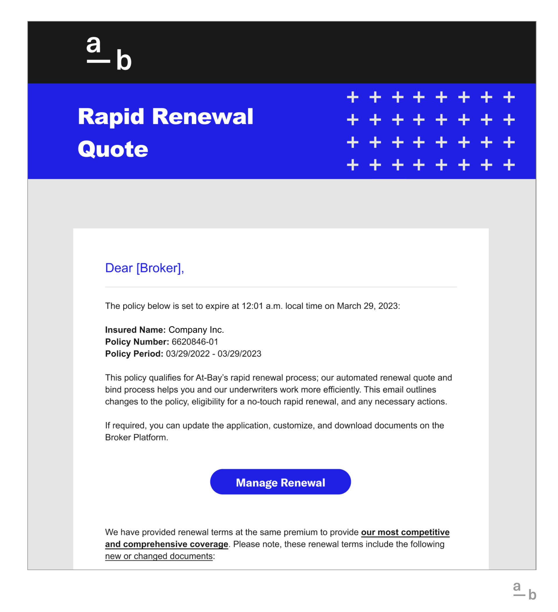 Screenshot of Rapid Renewal Quote from At-Bay